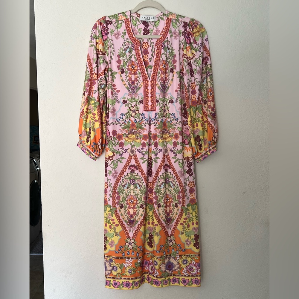 Hale Bob Pink Multicolor Floral Boho Maxi Dress